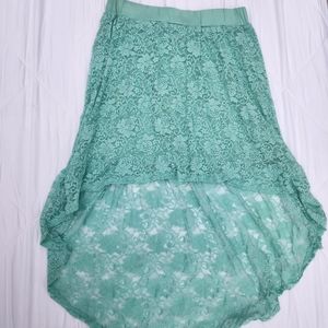 Charlotte Ruse teal size medium lace skirt with under skirt